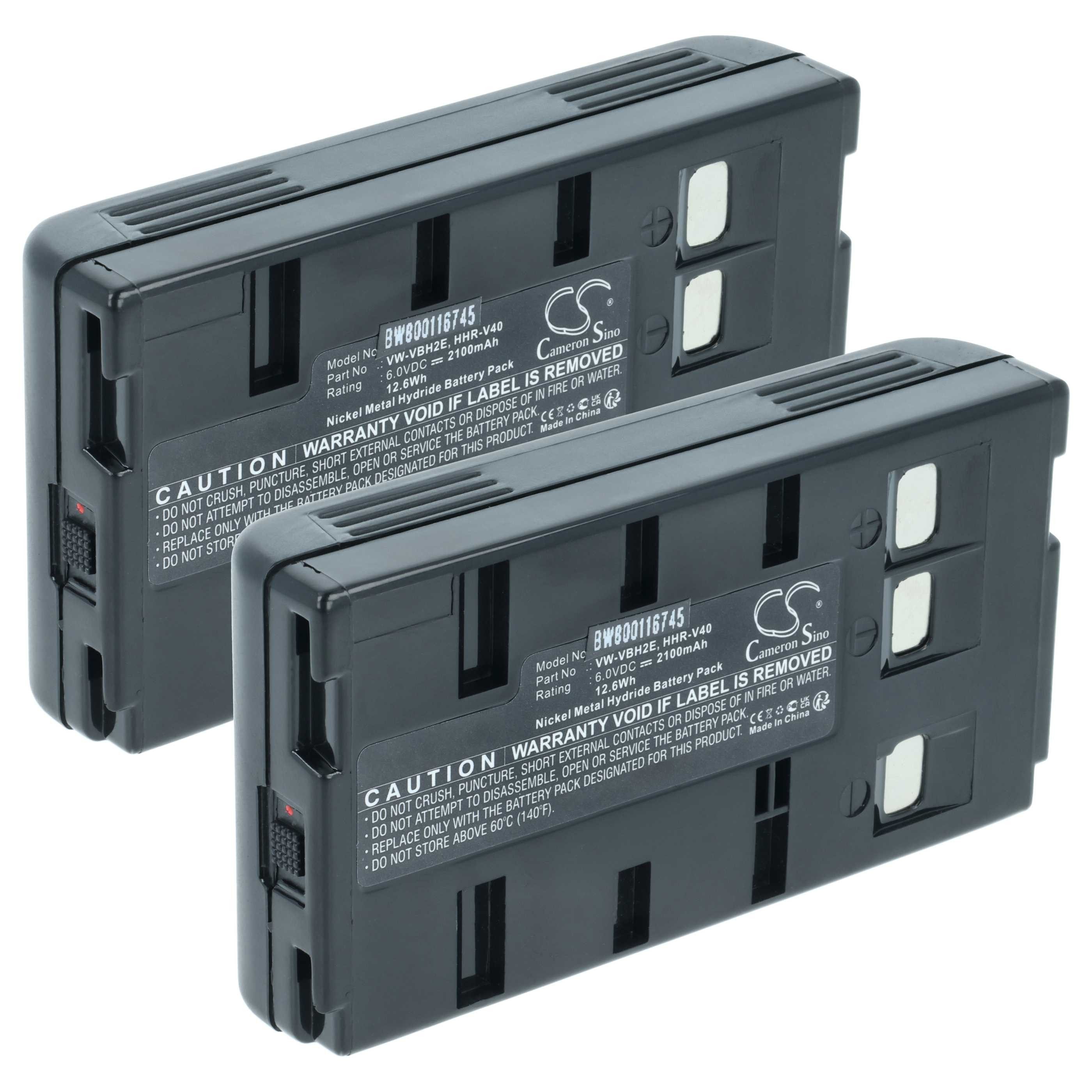 vhbw Akku Ersatz für Panasonic VW-VBH1E, HHR-V214A/K, HHR-V20A/1B, HHR-V20, Kamera-Akku Akku NiMH 2000 mAh (6 V, 2 St), Leistungsfähige Austausch-Akkus für Ihre Videokamera, Wiederaufladbar