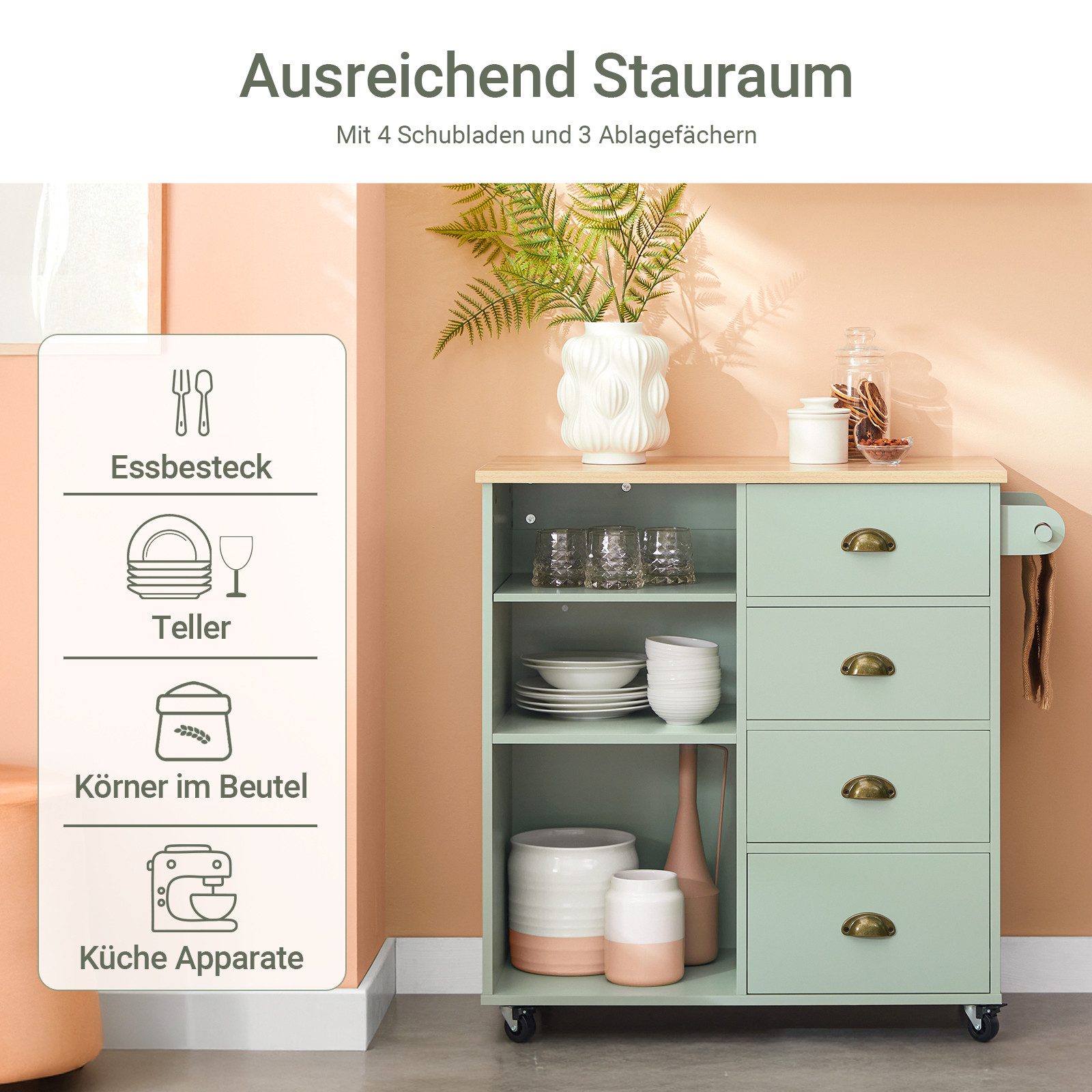 SoBuy Küchenwagen FKW127, Rollwagen Küchenwagen Kücheninsel günstig online kaufen
