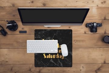 MuchoWow Gaming Mauspad Zitat - Wochenende - Gold - Marmor (1-St), Mousepad mit Rutschfester Unterseite, Gaming, 40x40 cm, XXL, Großes