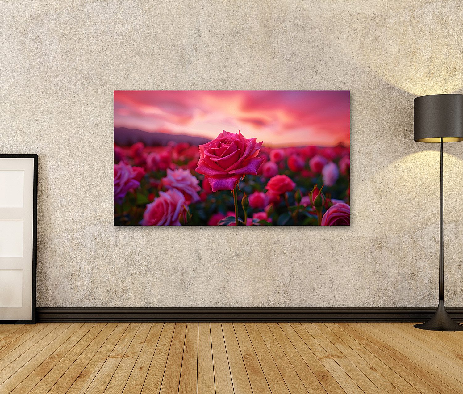 islandburner Leinwandbild, Rosenfeld bei Sonnenuntergang (2) günstig online kaufen