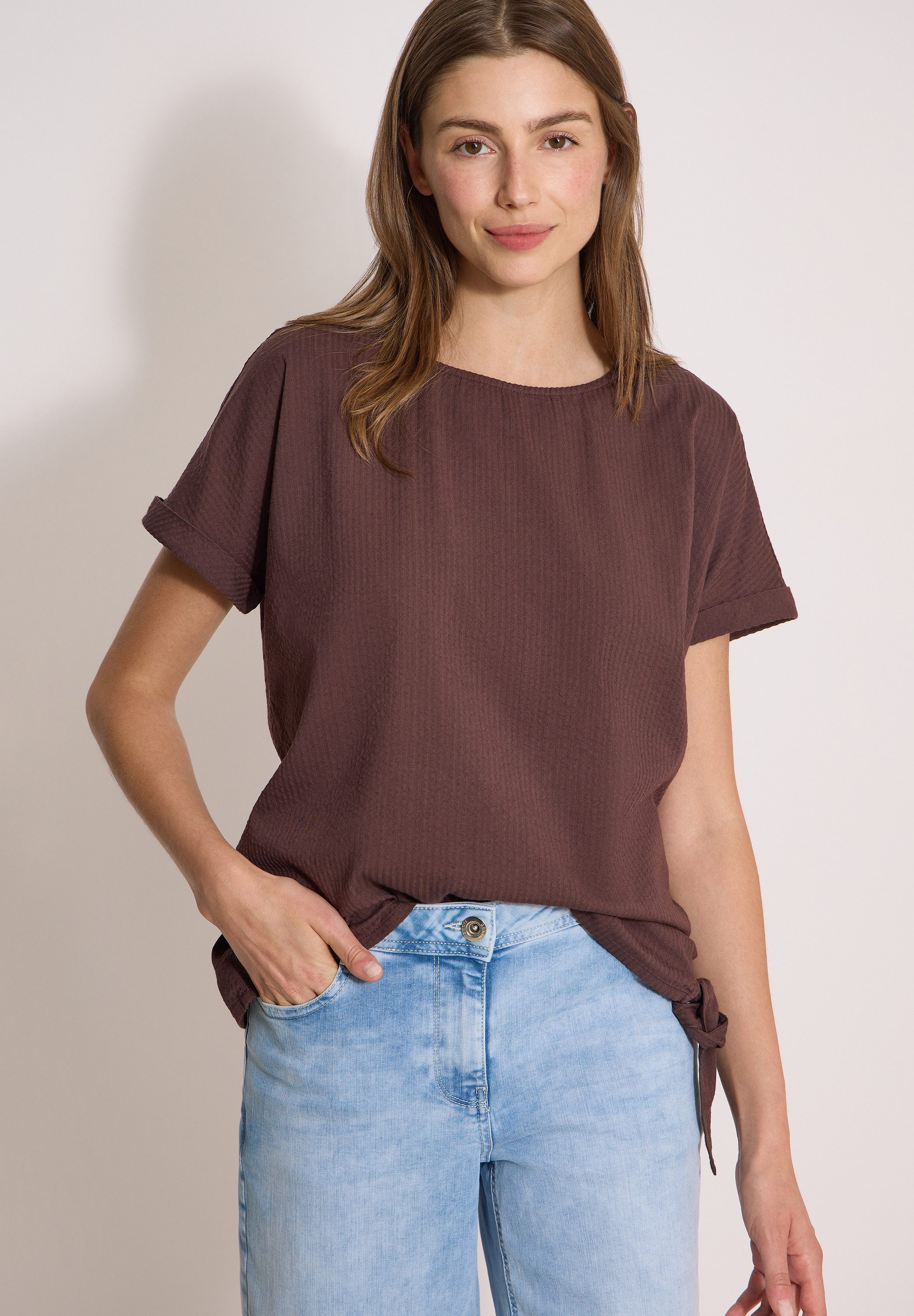 CECIL Shirtbluse mit Knotendetail am Saum