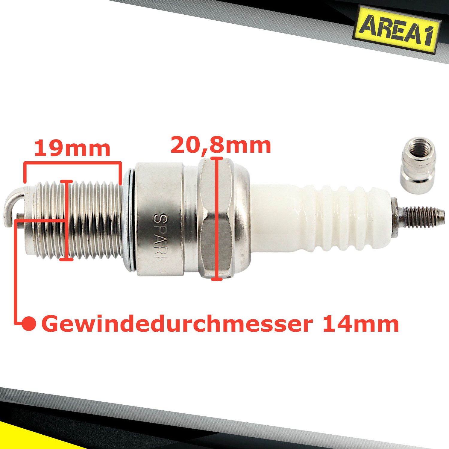 Area1 Zündkerze Motorroller Zündkerze Typ BR7ES (entstört) 50ccm 2 Takt