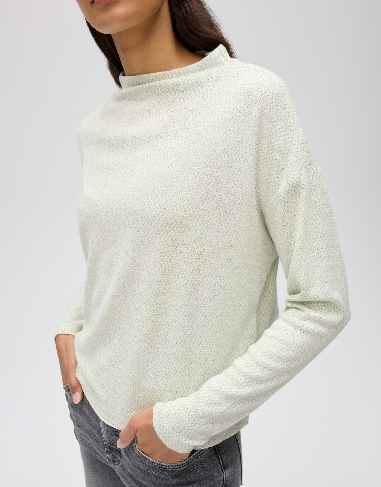 OPUS Langarmshirt Sicozy aus Viskose mit weicher Struktur Gerader Schnitt mit Stehkragen für klare Layering-Looks – Bild 4 von 5