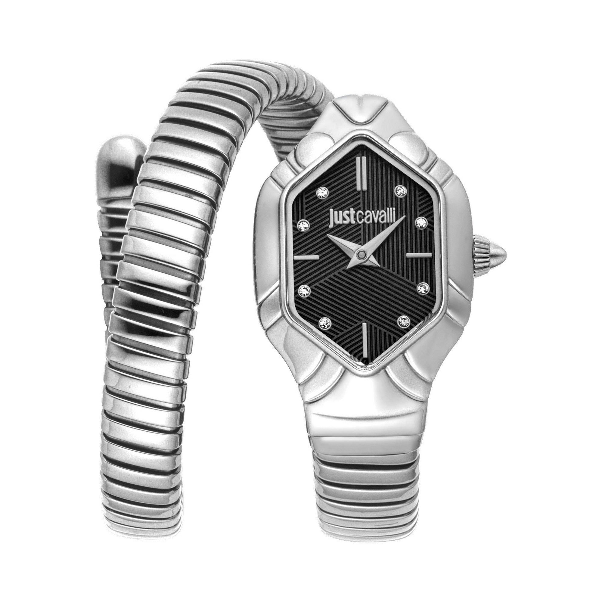 Just Cavalli Time Quarzuhr Signature Snake JC1L399M0025, Armbanduhr, Edelstahlarmband, analog, Kristallsteine