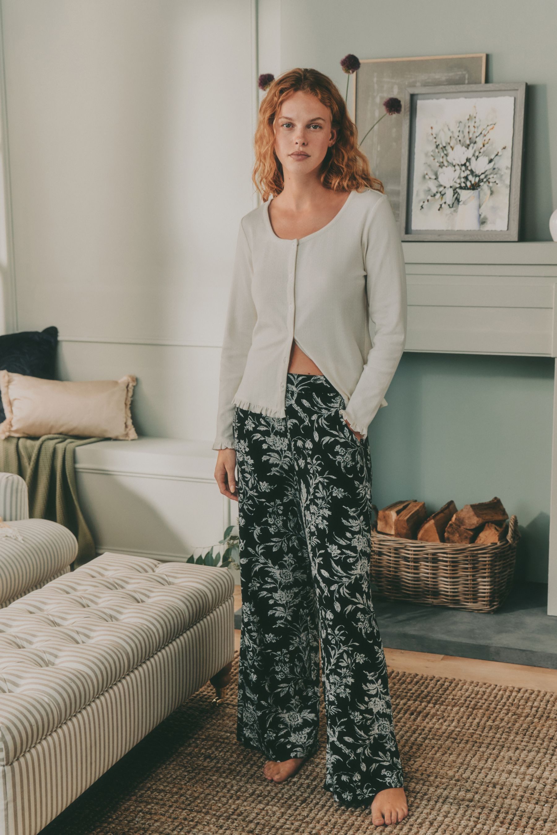 LAURA ASHLEY Pyjama Laura Ashley Langarm-Schlafanzug mit Pointelle (2 tlg) – Bild 3 von 5