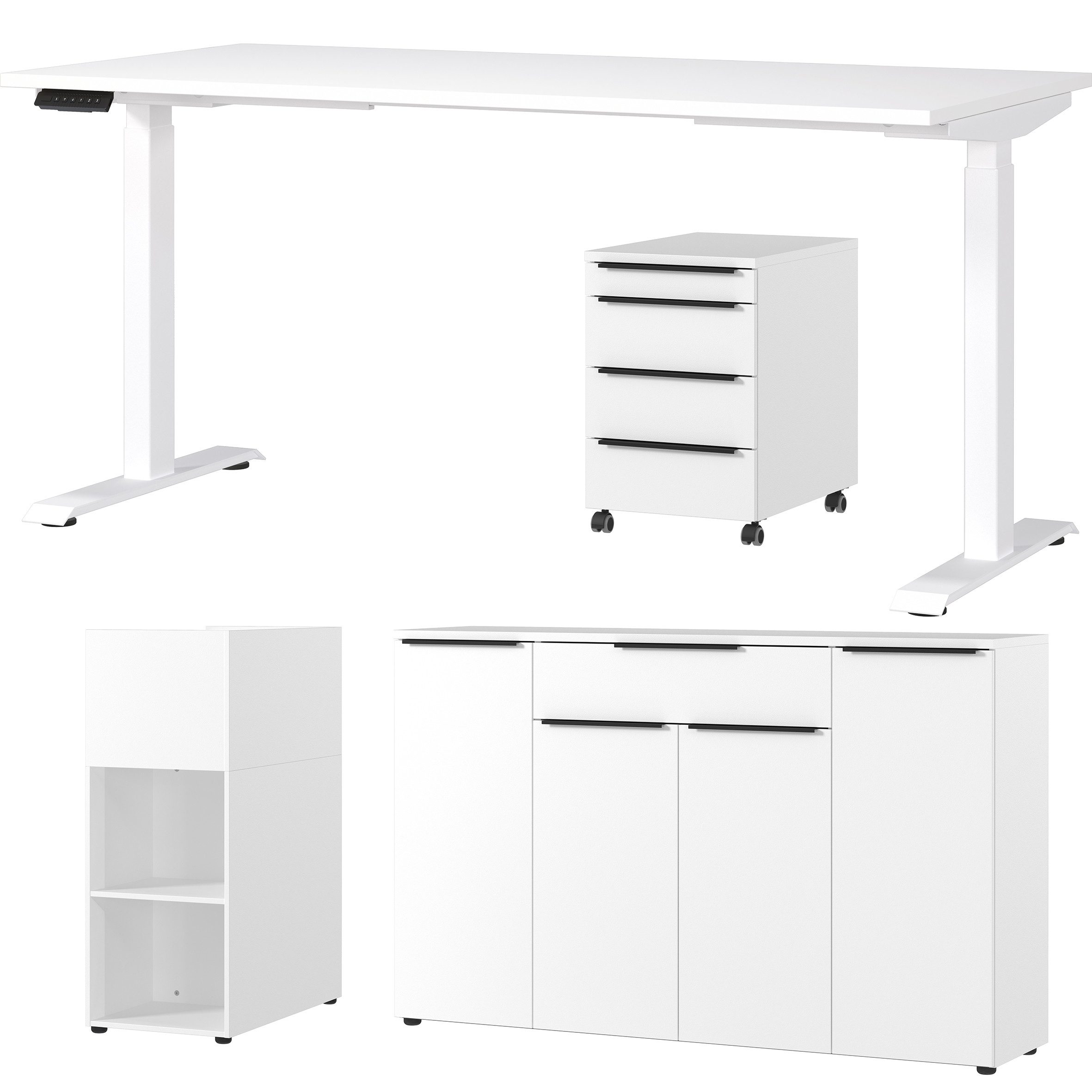 GERMANIA Büromöbel-Set Mailand, (4-tlg), inkl. Schreibtisch, Rollcontainer, Raumteiler und Sideboard