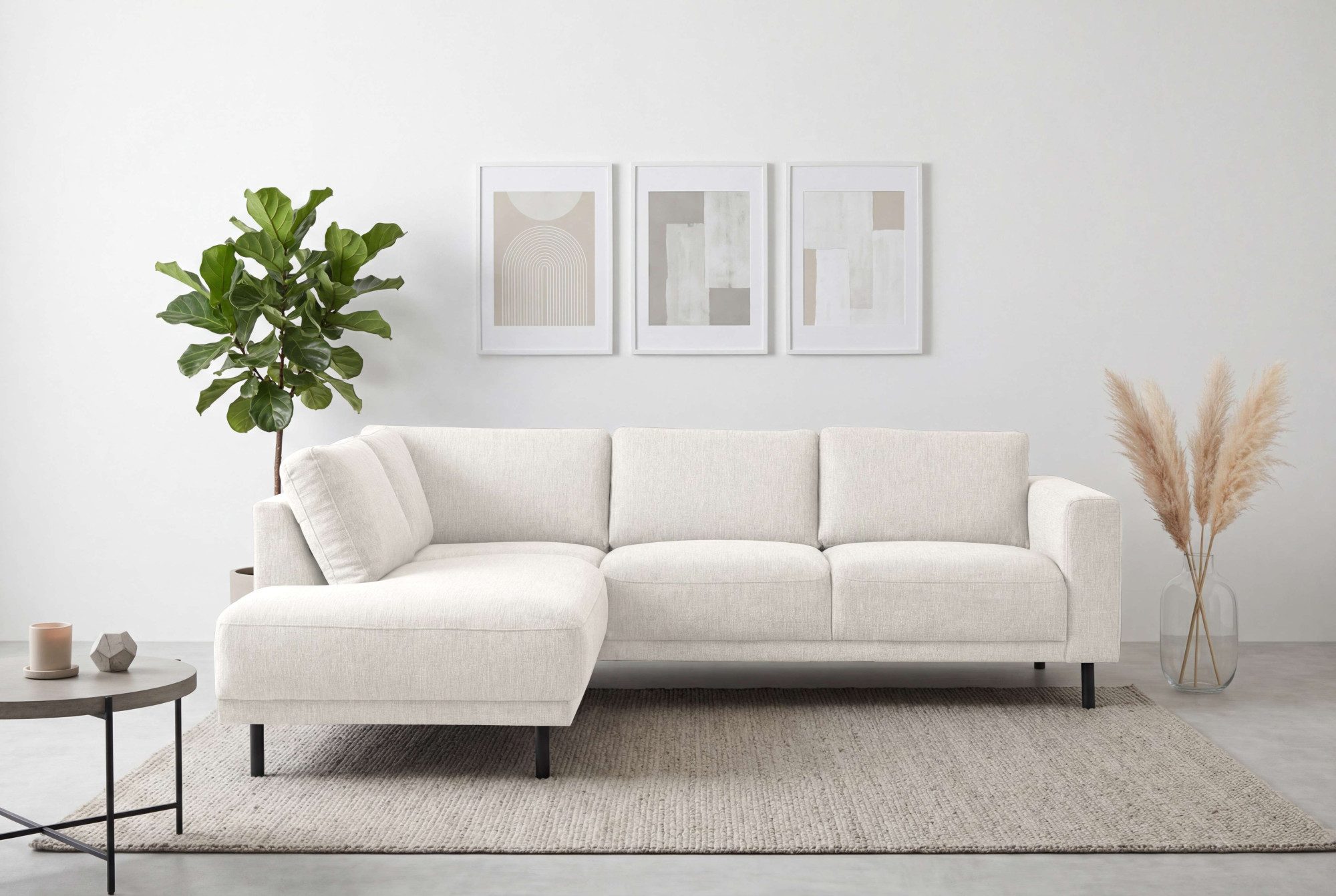 OTTO home Ecksofa Sveeva, L-Form, B.240 cm, schwarze Metallfüße, langlebiger Webstoff, mit Wellenunterfederung, viele Farben