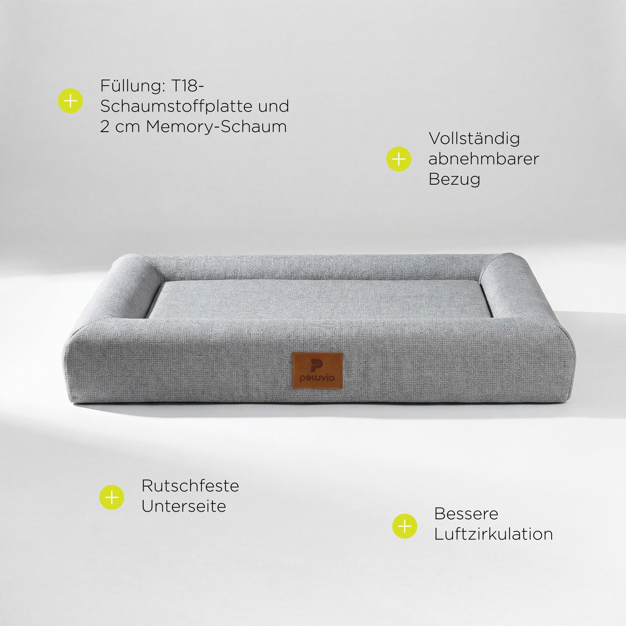 Peluvio Tierbett KIBI, 100% PES (Außenstoff), 270 g/m² (5), Atmungsaktive/Für Hunde und Katzen/Sehr bequem/Modern Design