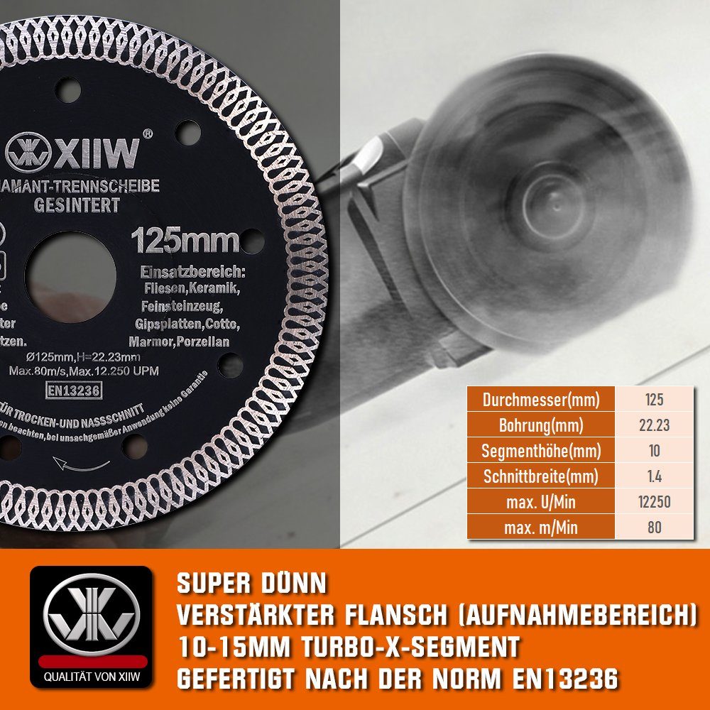 XERSEK Lochsäge Diamant Bohrkrone Fliesenbohrer Diamantbohrer, Hohlbohrer Kernbohrer Trennscheibe Lochsäge Satz Winkelschleifer, 11-tlg., 6,8,10,12,20,35,45,50, – Bild 3 von 5