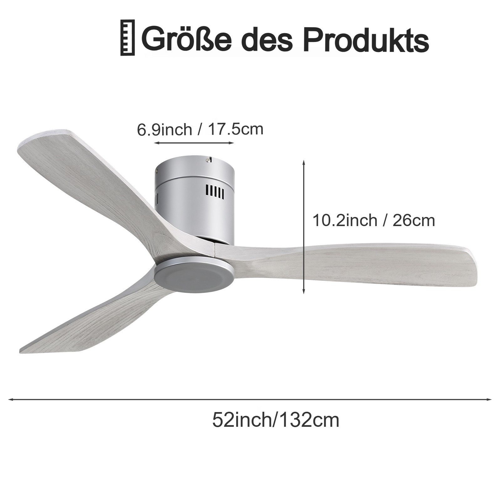 Sofucor Deckenventilator aus Massivholz ohne Licht, 136 cm, mit reversibler günstig online kaufen
