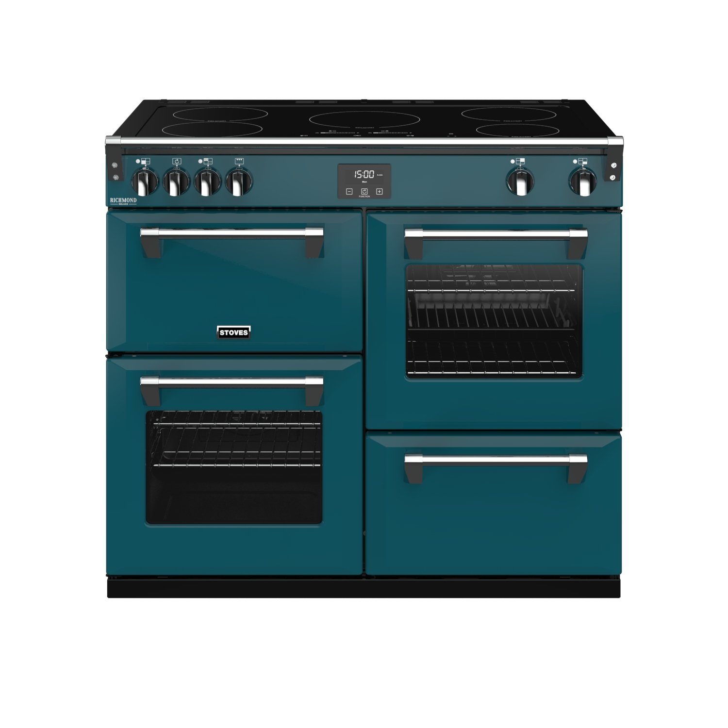 STOVES Induktions-Standherd STOVES RICHMOND INDUKTION S1000 CB Kingfisher EI Deluxe Teal/Chrom