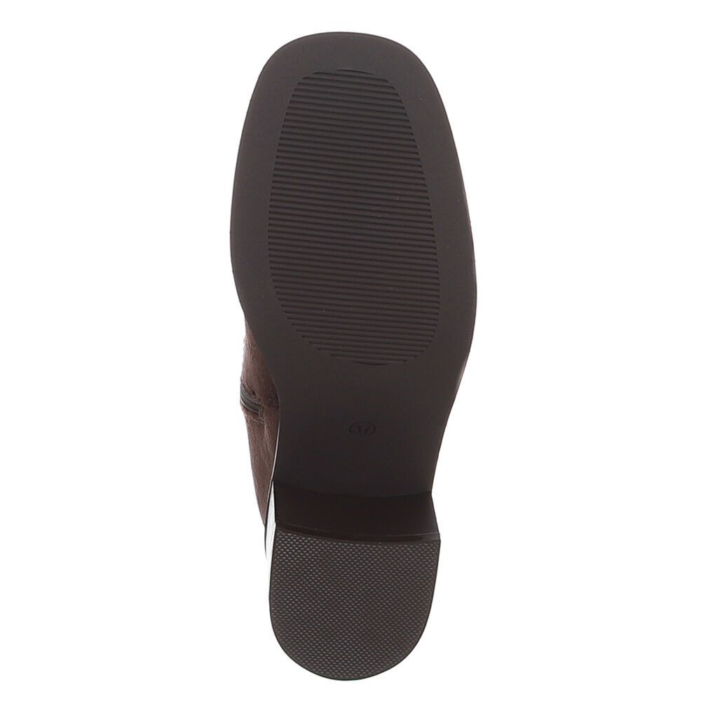 Ital-Design Damen Kniehohe Stiefel mit Blockabsatz Stiefel (92214565) Blockabsatz Stiefel in Braun