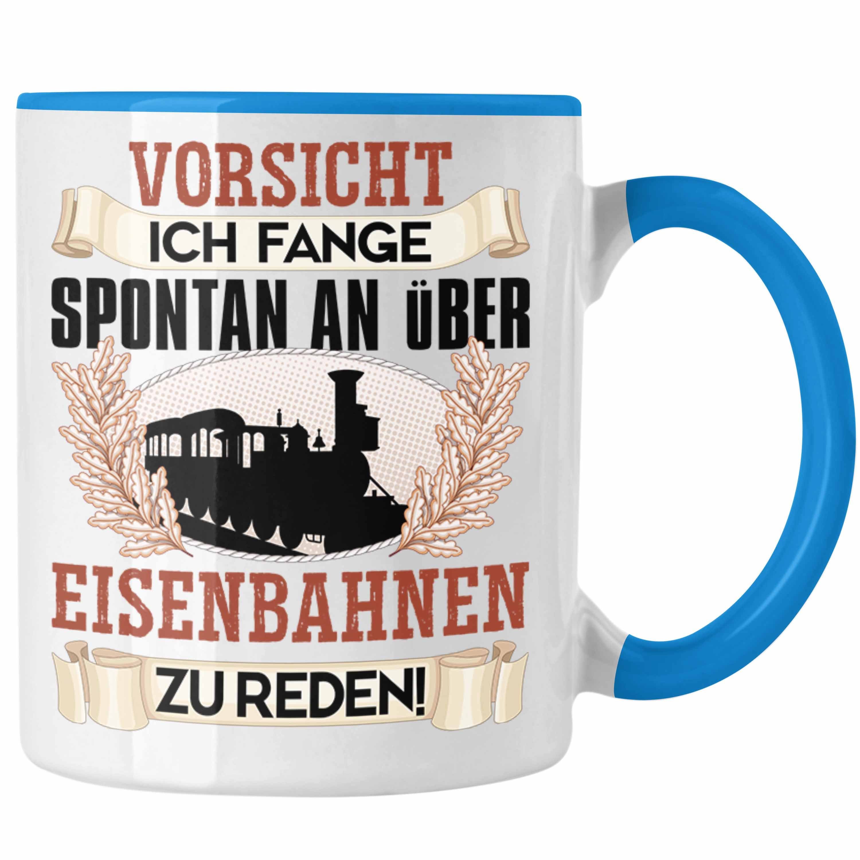 Trendation Tasse Eisenbahner Tasse Geschenk für Modelleisenbahn-Fans Geschenkidee Ich F Blau