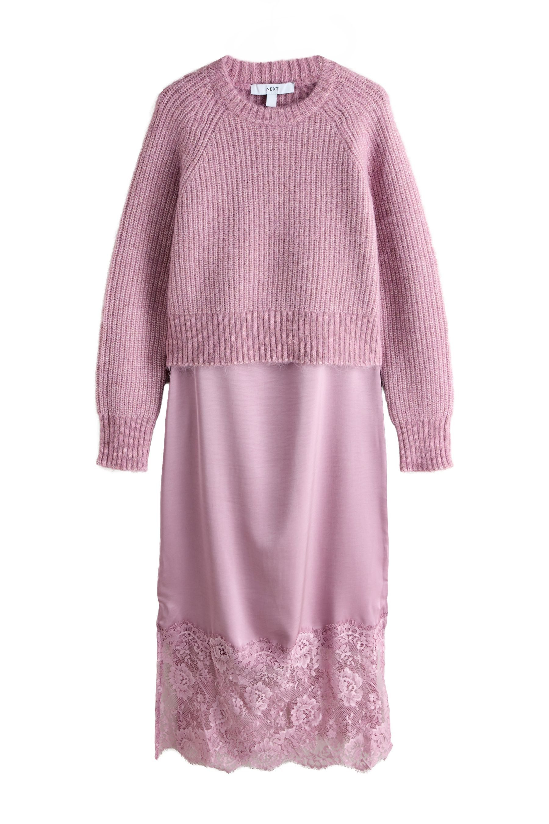 Next Strickkleid Verschlussloses 2-in-1-Pulloverkleid (2-tlg)