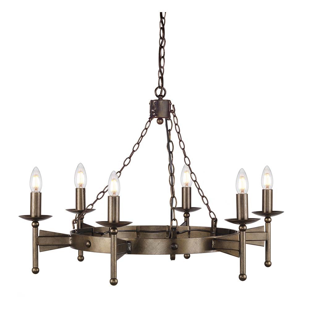 Elstead LIGHTING Kronleuchter, Leuchtmittel nicht inklusive, Kronleuchter Hängelampe Deckenleuchte Eisen Bronze D 81 cm