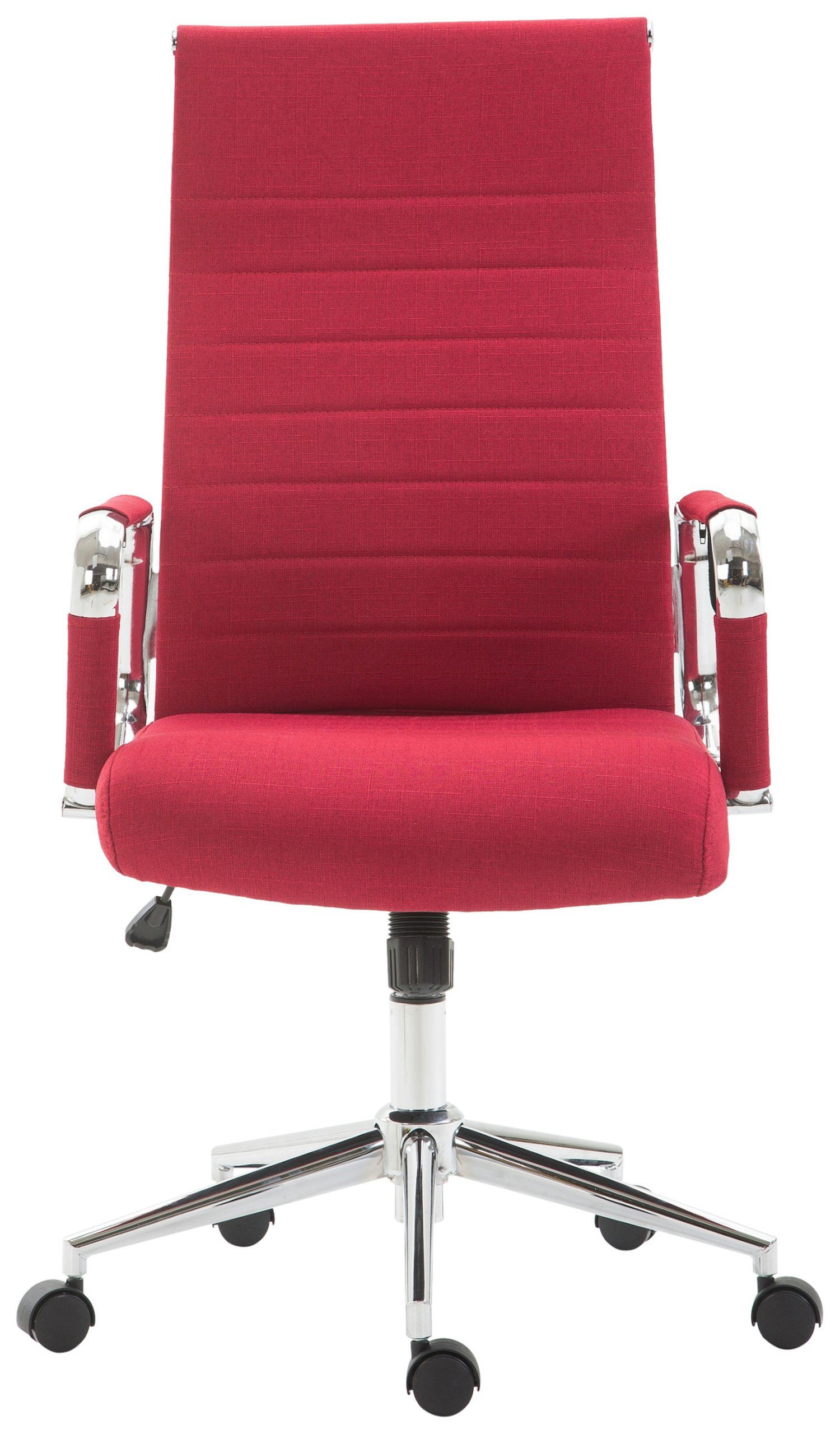 Sitz: Chefsessel, mit Koro - bequemer Stoff Bürostuhl TPFLiving Rückenlehne XXL), 360° Bürostuhl chrom Gestell: höhenverstellbar (Schreibtischstuhl, drehbar - Drehstuhl, und Metall rot