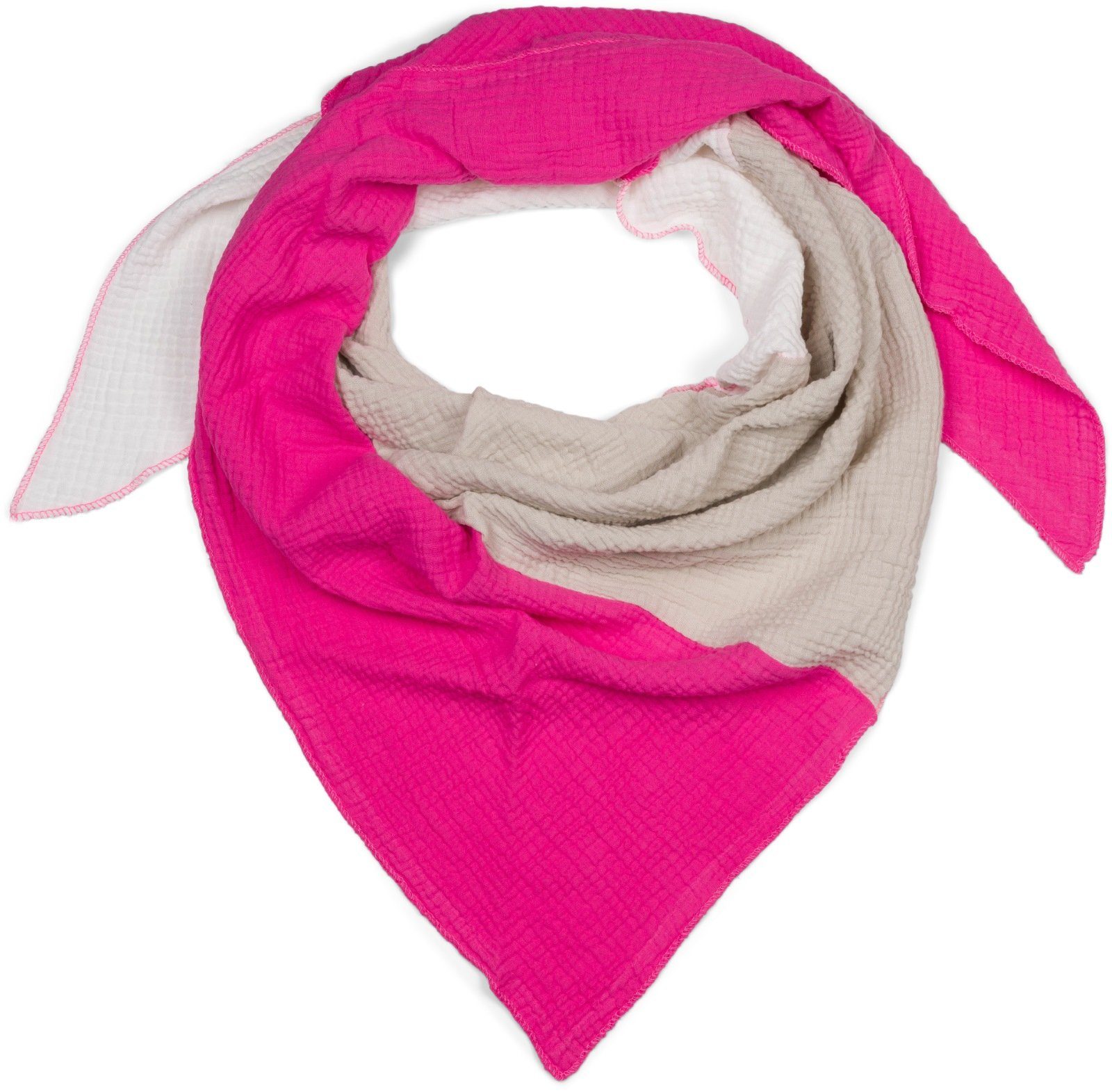 styleBREAKER Dreieckstuch 3-Farbiges Musselin Dreieckstuch, (1-St) günstig online kaufen