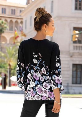 LASCANA Schlupfbluse mit Blumenprint und Trompetenärmeln, Blusenshirt, casual