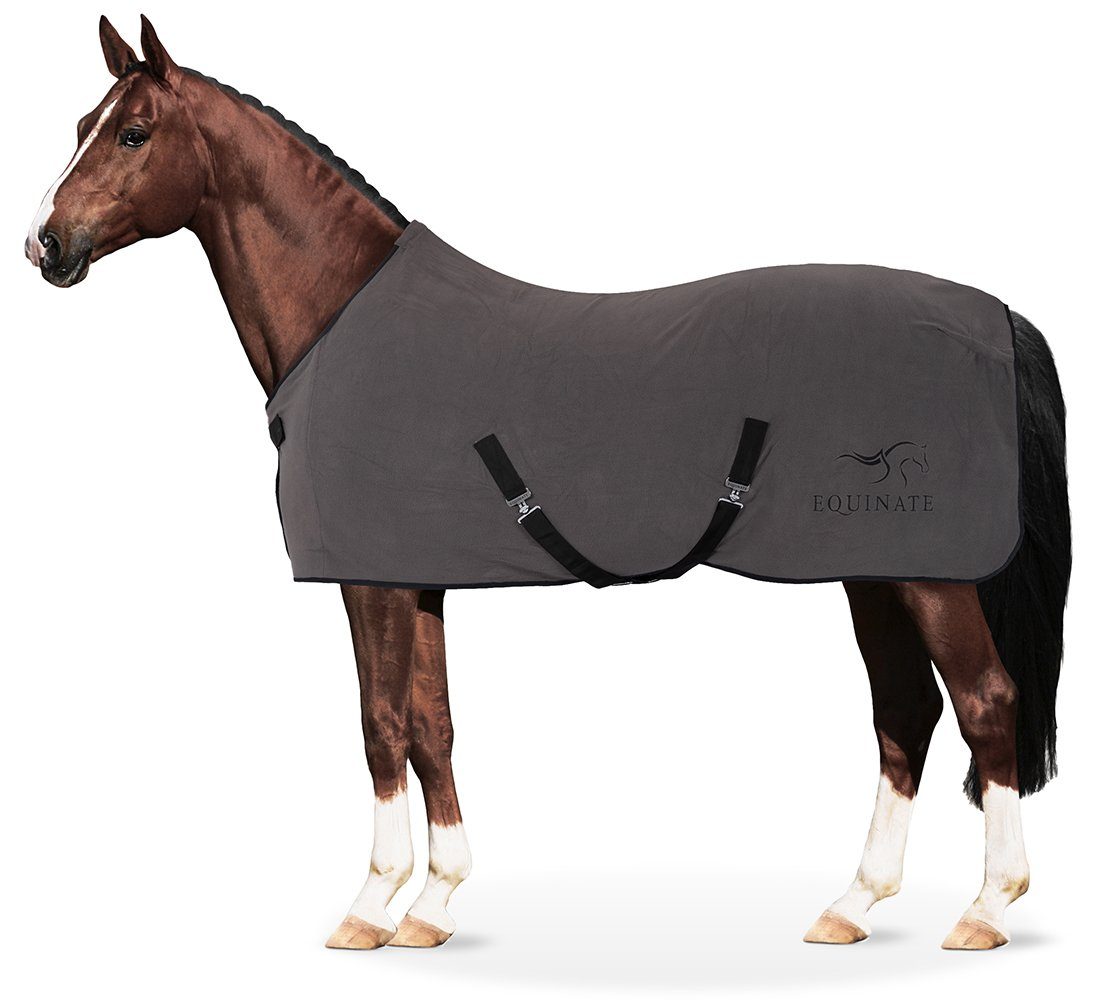 Equinate Pferde-Abschwitzdecke Abschwitzdecke Nevada Fleece mit Widerristpolster und Kreuzbegurtung, atmungsaktiv