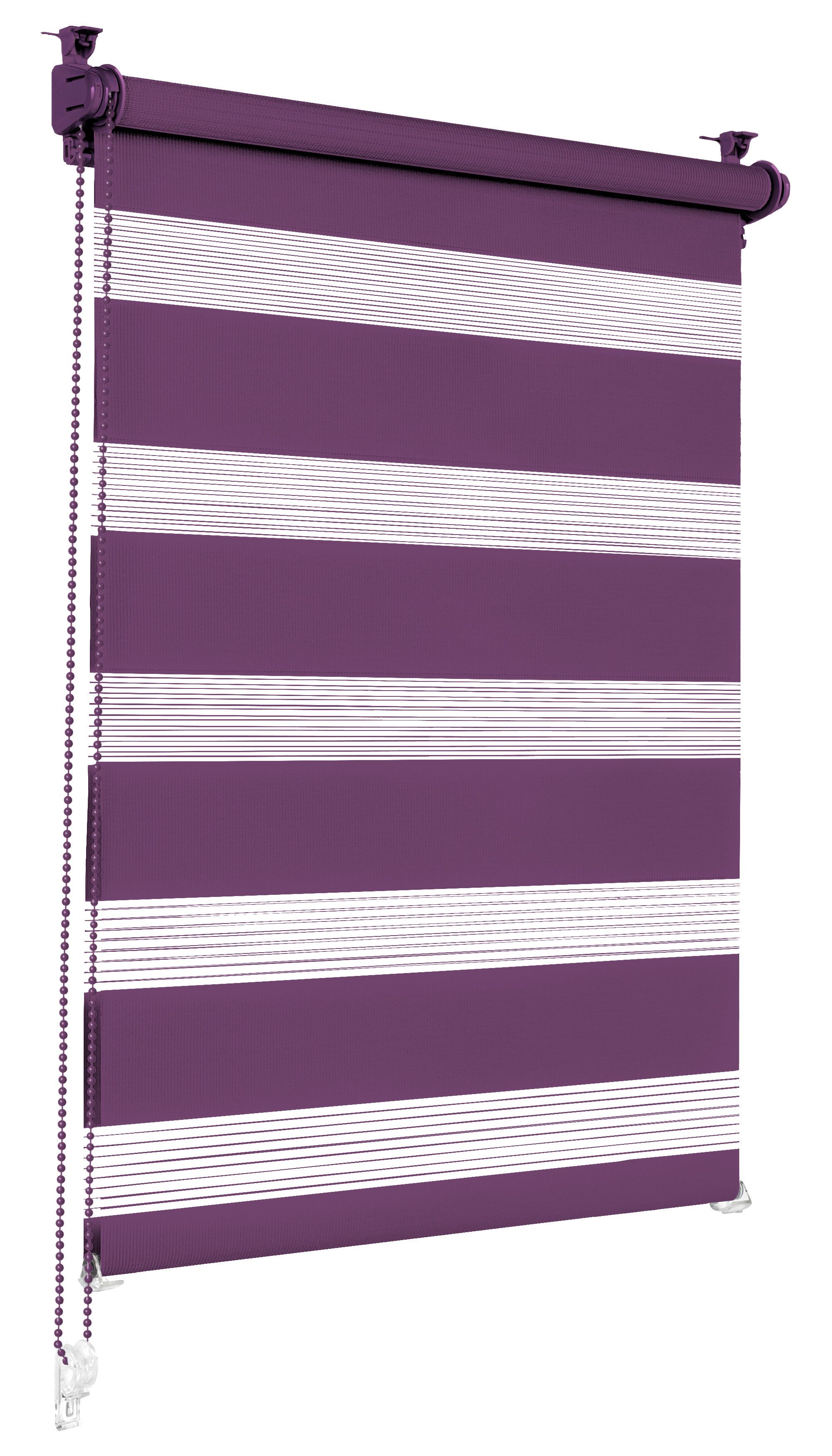 Doppelrollo Klemmfix ohne Bohren Rollos für Fenster und Tür Seitenzugrollo, Sonello, blickdicht, ohne Bohren, freihängend, Klemmfix, 30cm x 100cm Lila Duo Rollo, Lichtschutz, Jalousie mit Klemmträger