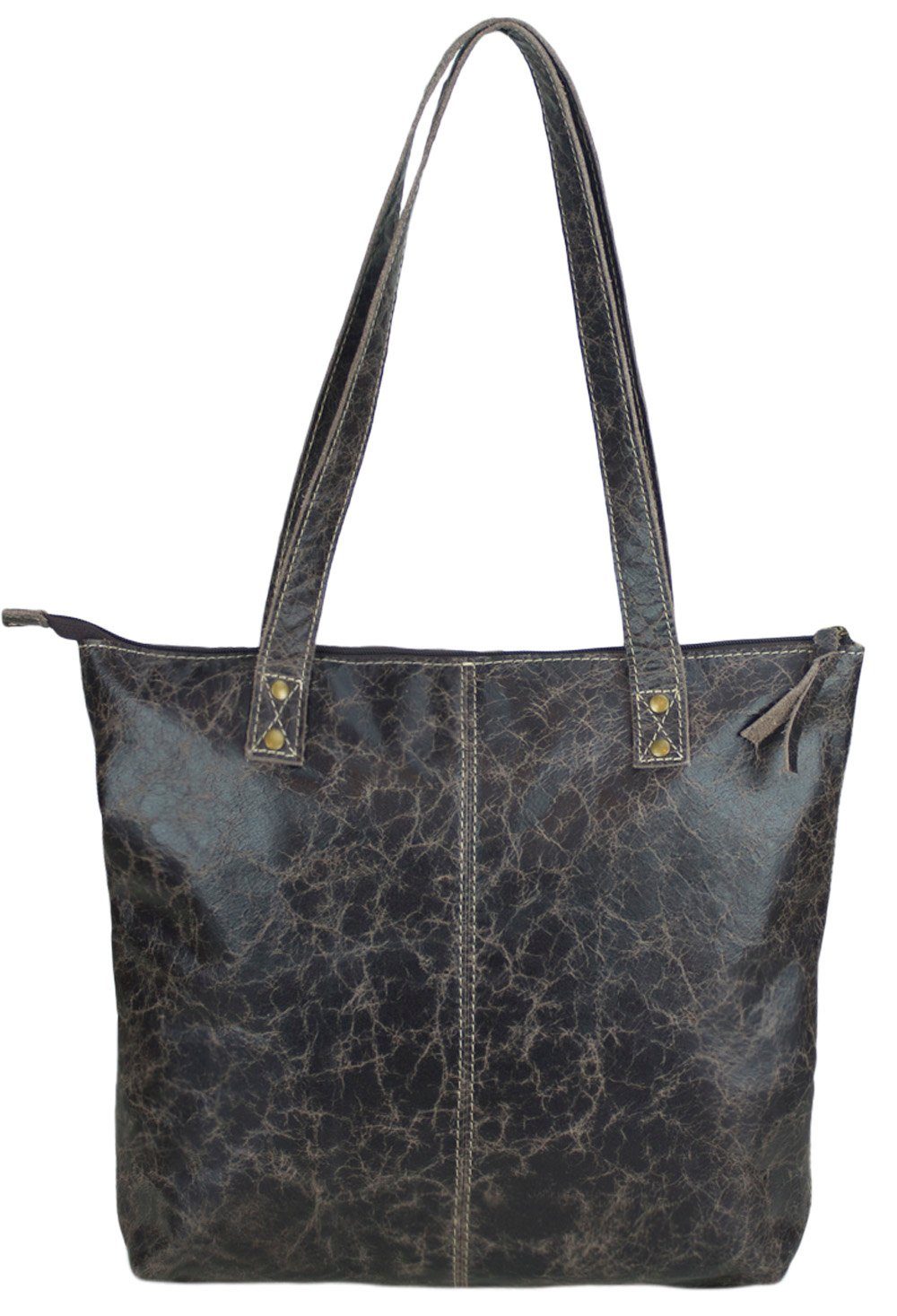 Sunsa Handtasche Leder Handtasche. D. braune Shopper. große Tote. Handgelenktasche in Retro Vintage Design .Tragetasche für Sie