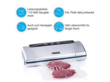 PRINCESS Vakuumierer, 110W, Folienschweiß-Gerät Foodsaver Sous Vide Lebensmittel aufbewahren