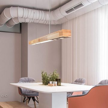 ZMH LED Pendelleuchte Holz rustikal Fernbedienung höhenverstellbar Ess- Wohnzimmer, Nicht Dimmbar, LED fest integriert