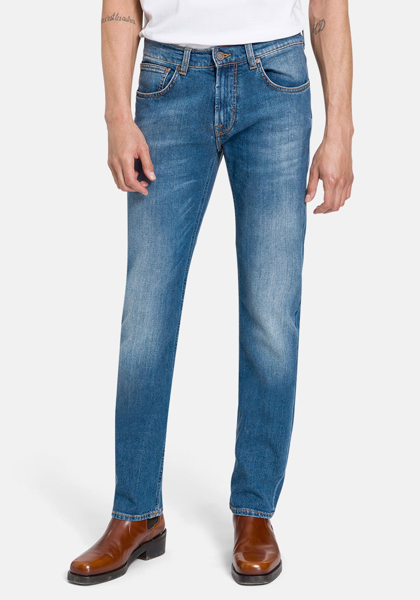 BALDESSARINI 5-Pocket-Jeans John Tribute To Nature Candiani Denim blue fashion | Straight-Fit Jeans