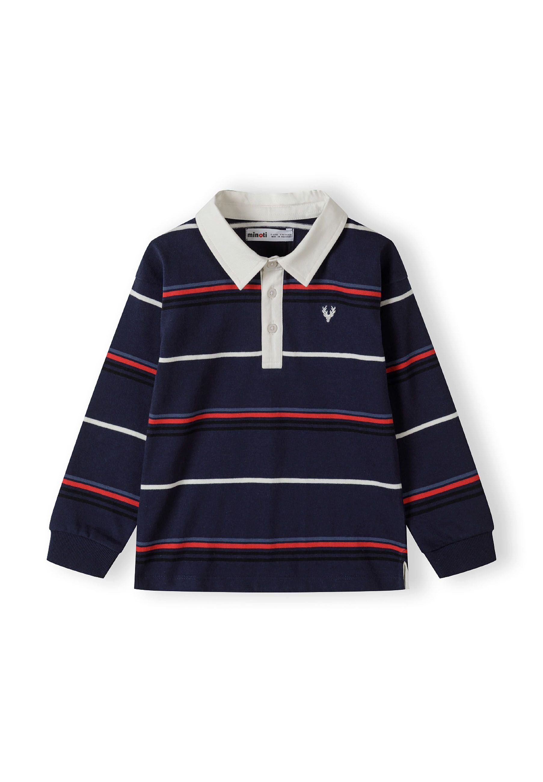 MINOTI Langarm-Poloshirt für Jungen im Rugby-Stil Querstreifen
