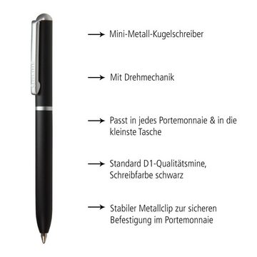 Online Pen Kugelschreiber Mini Portemonnaie Drehkugelschreiber, incl. Standard D1-Qualitätsmine, schwarzschreibend