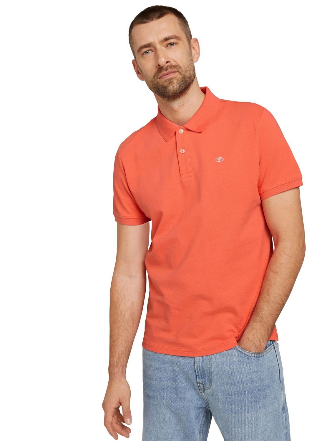 TOM TAILOR 11834 Poloshirt BASIC aus Orange (1-tlg) Peach Baumwolle Soft