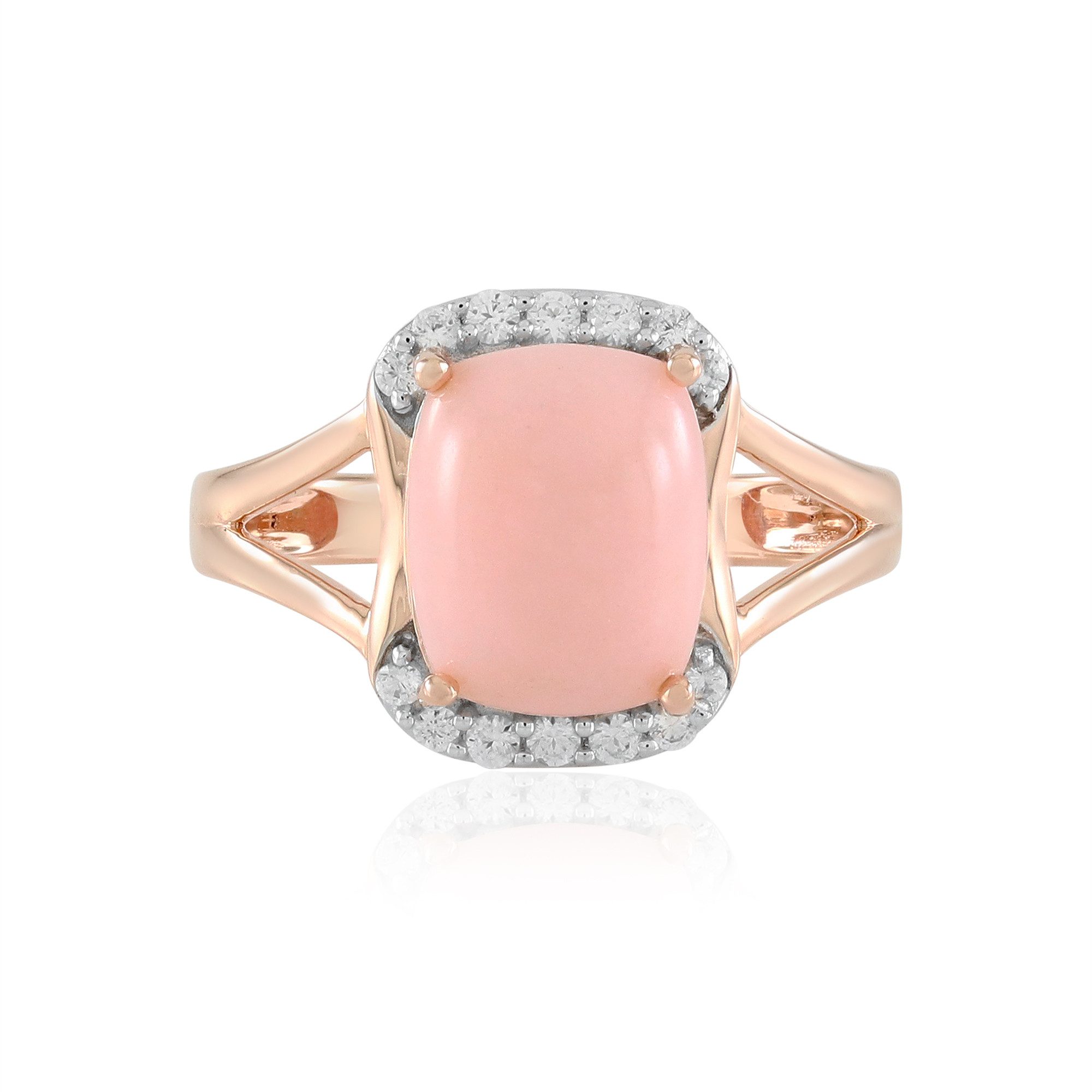 Silberring Cavill Silberring 3,6 ct Rosa-Opal Peru, rosévergoldet mit Zirkon