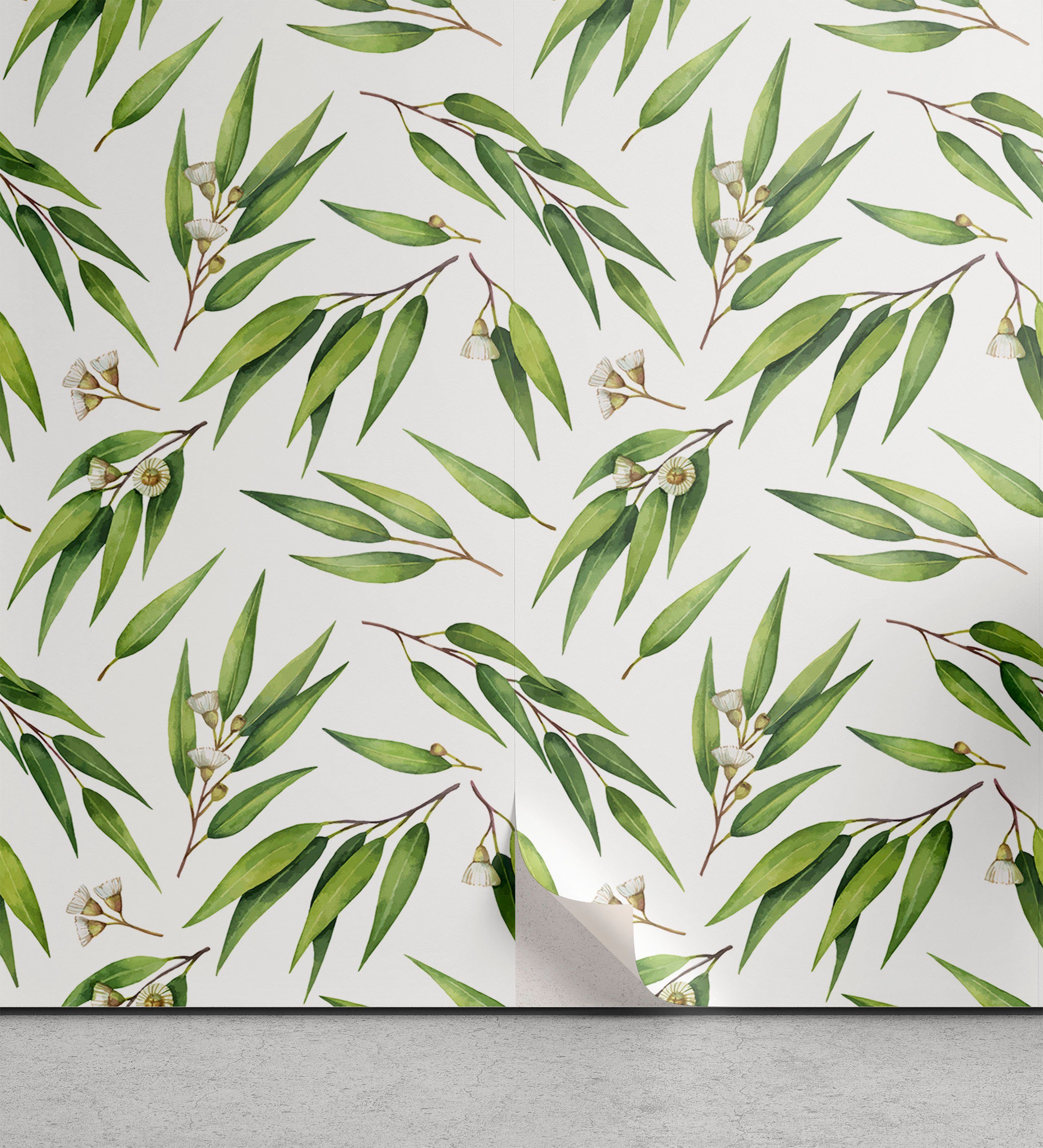 Wohnzimmer wie Eukalyptus Küchenakzent, Verstreut Vinyltapete Blätter Abakuhaus selbstklebendes