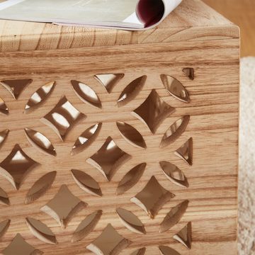 Homestyle4u Beistelltisch Hocker Holz Würfel Nachttisch braun natur Couchtisch Muster