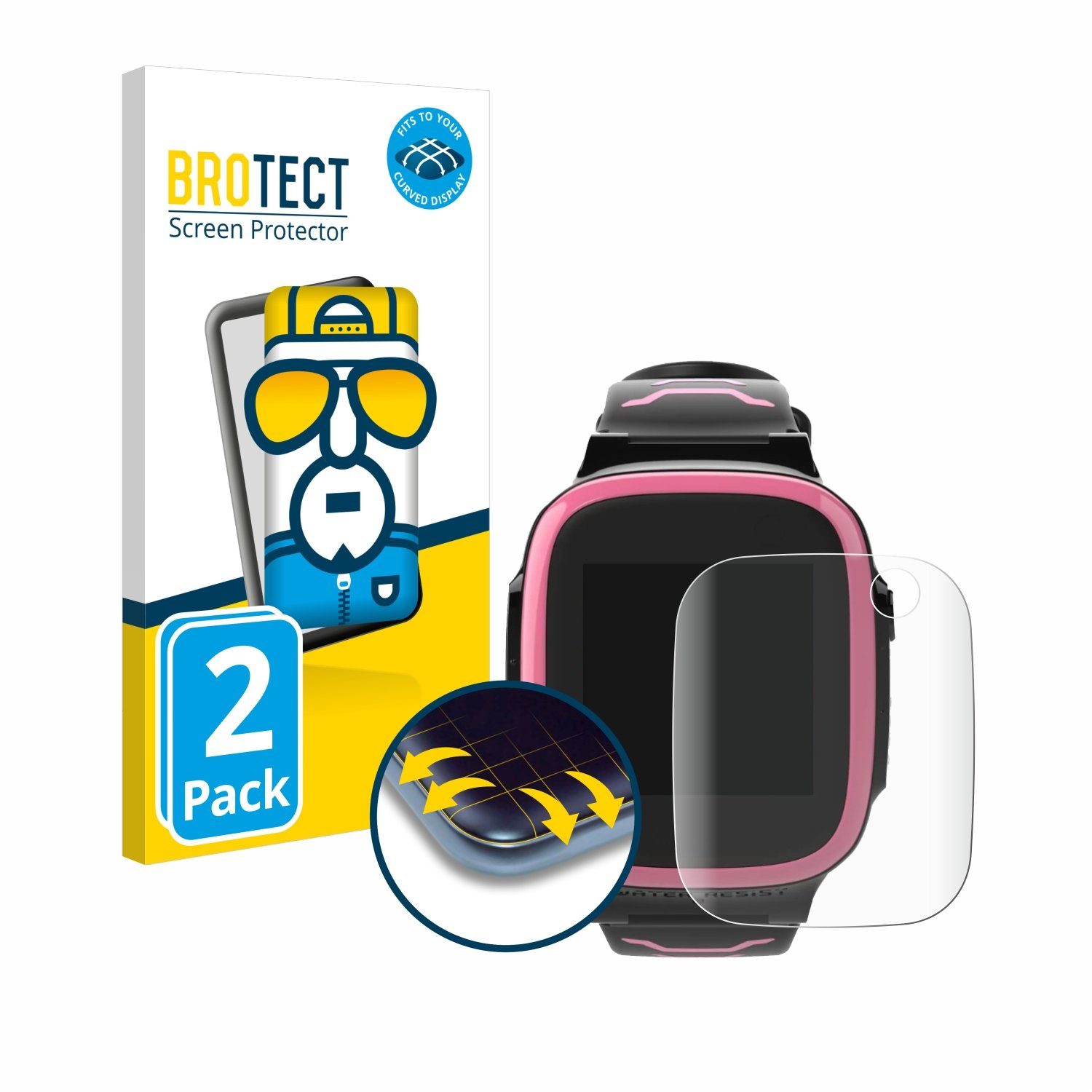 BROTECT Displayschutzfolie Fullscreen Schutzfolie für Xplora X5 Play, 2 Stück, Displayschutz Folie Fullcover Klar Transparent