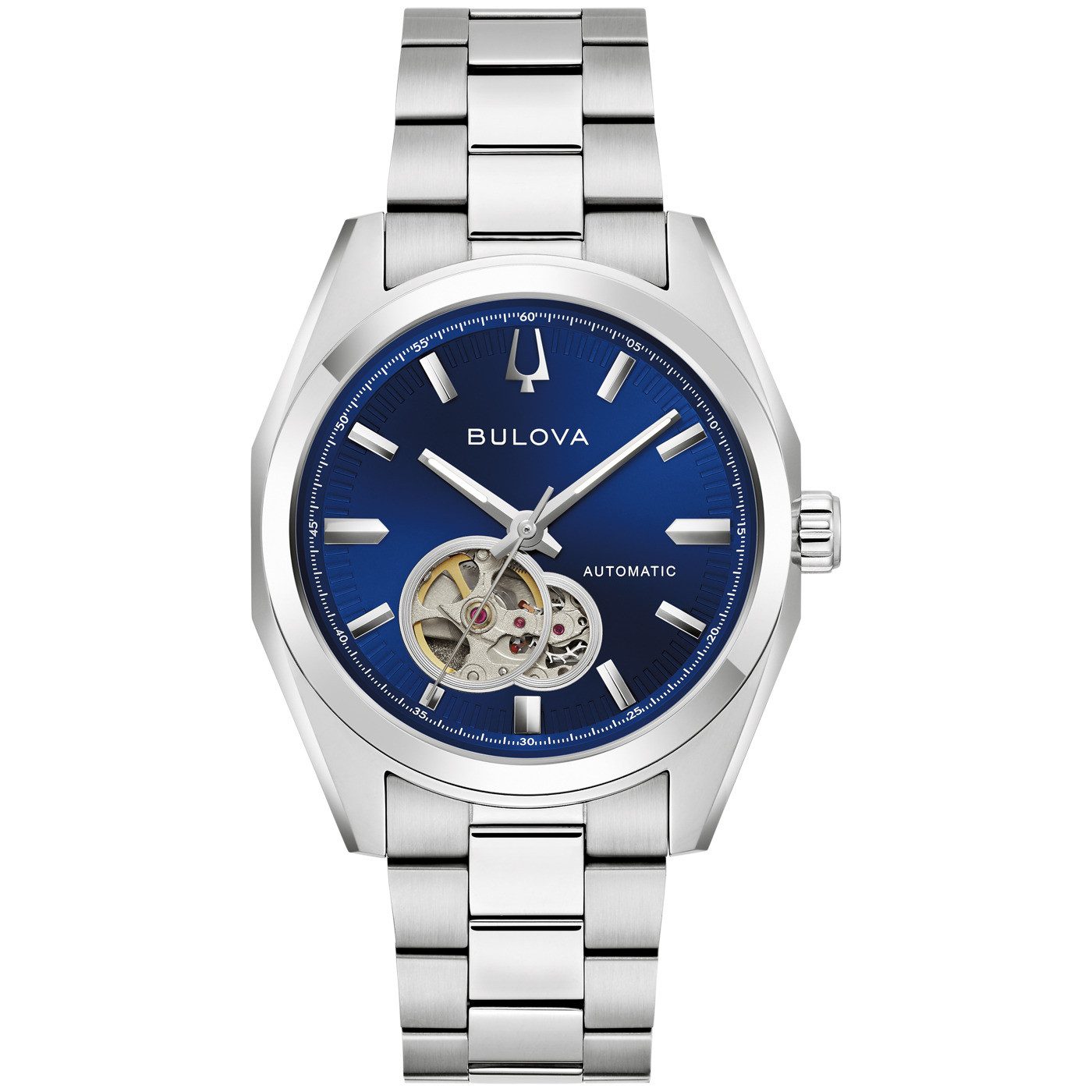 Bulova Mechanische Uhr Surveyor 96A350, Armbanduhr, Damenuhr, Herrenuhr, Edelstahlarmband, analog