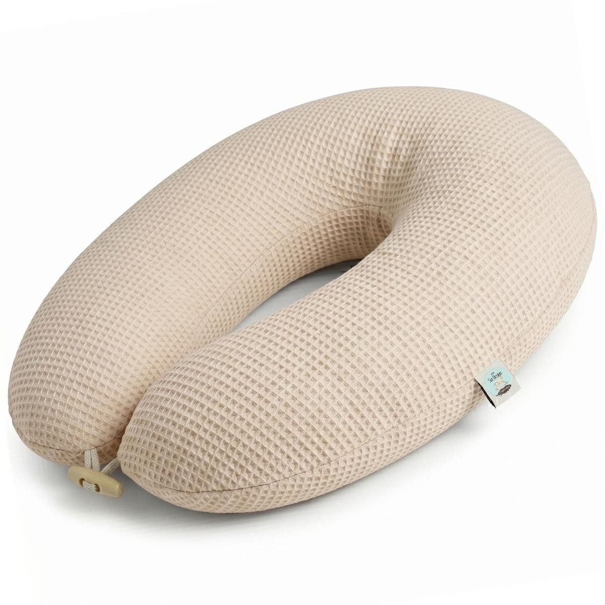 SEI Design Stillkissen Seitenschläferkissen Schwangerschaftskissen Waffelstoff 190cm Beige, Schwangerschaftskissen mit Bezug, Schwangerschaftskissen mit Bezug, elastischer Waffeljersey Bezug