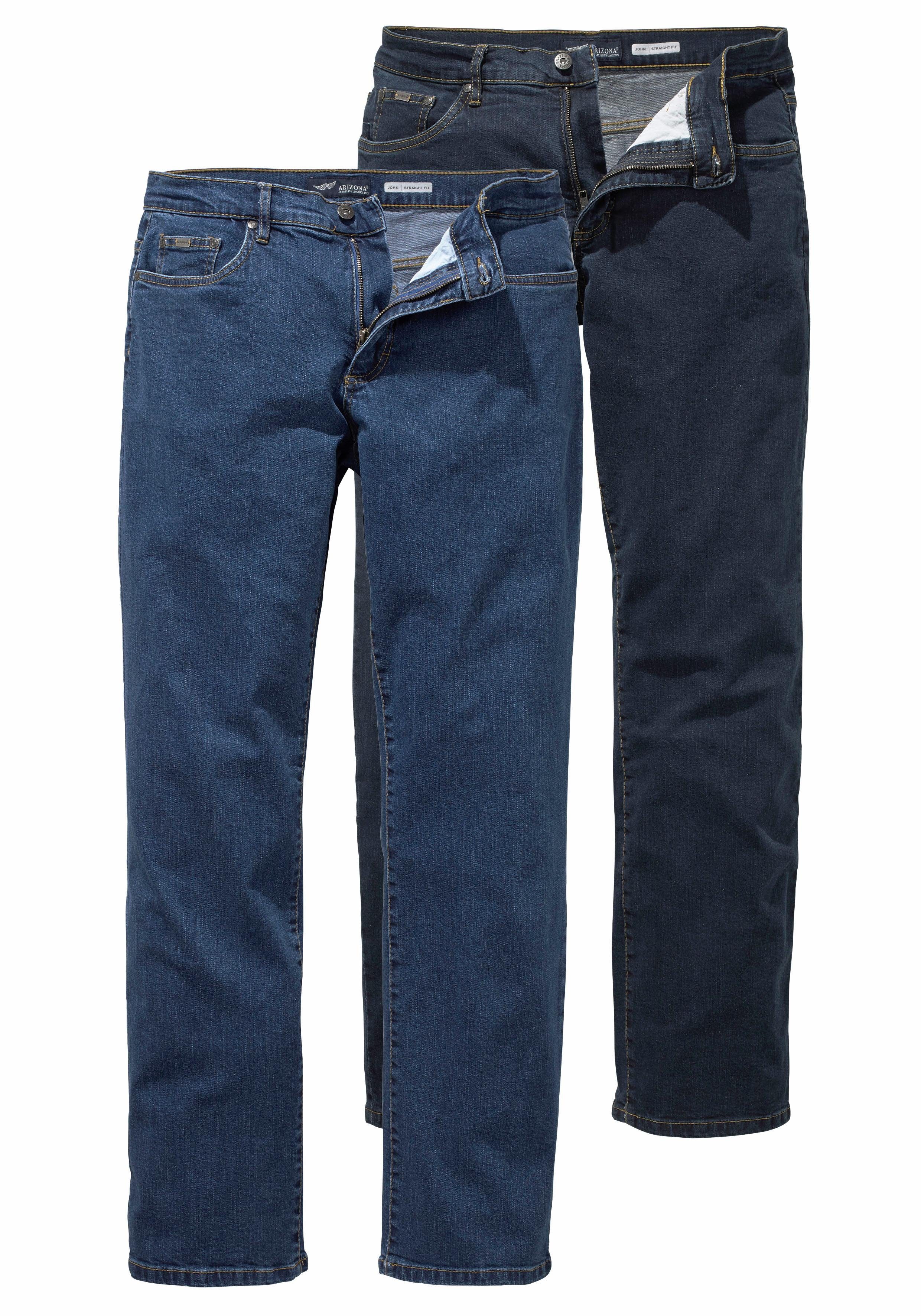 Arizona Stretch-Jeans John (Packung, 2-tlg) Straight Fit blue stone und dark blue