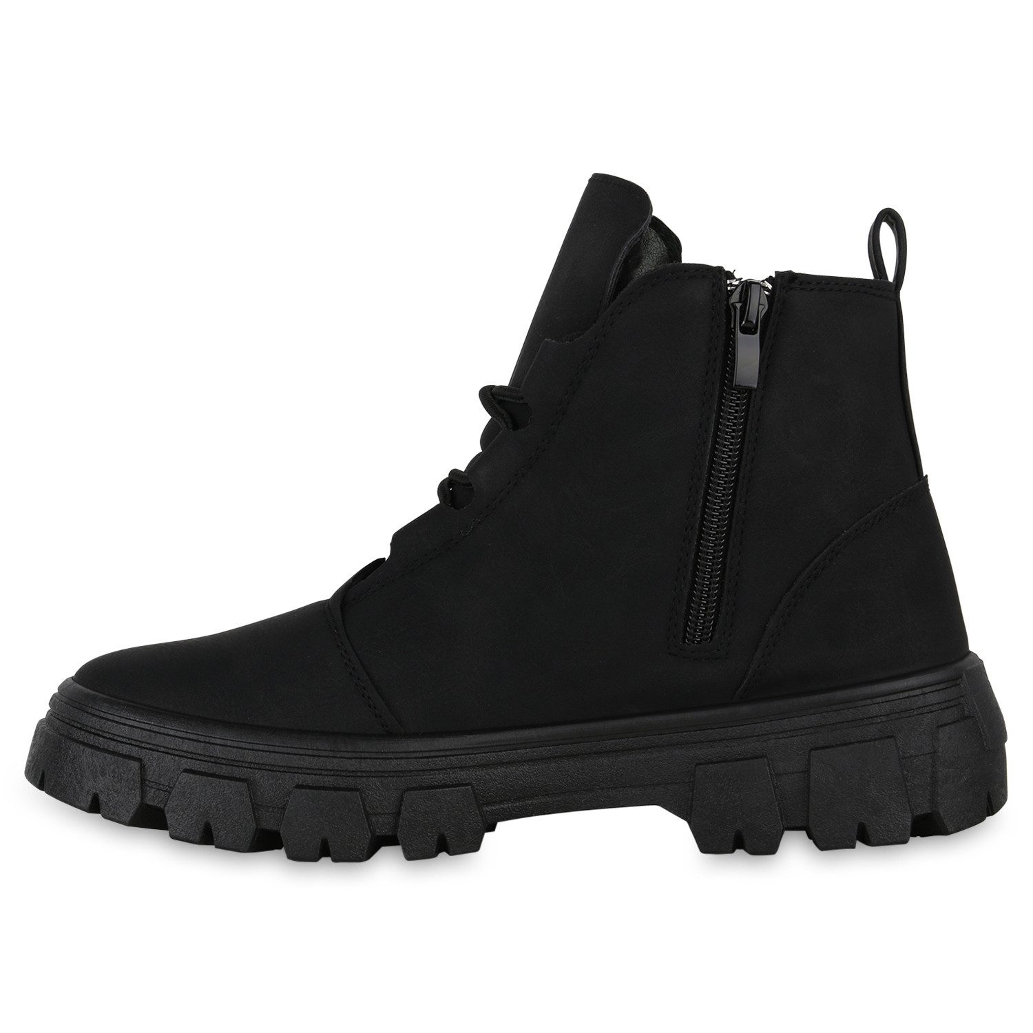 VAN HILL Damen Warm Gefüttert Schnürstiefeletten Stiefeletten Zipper Schuhe günstig online kaufen