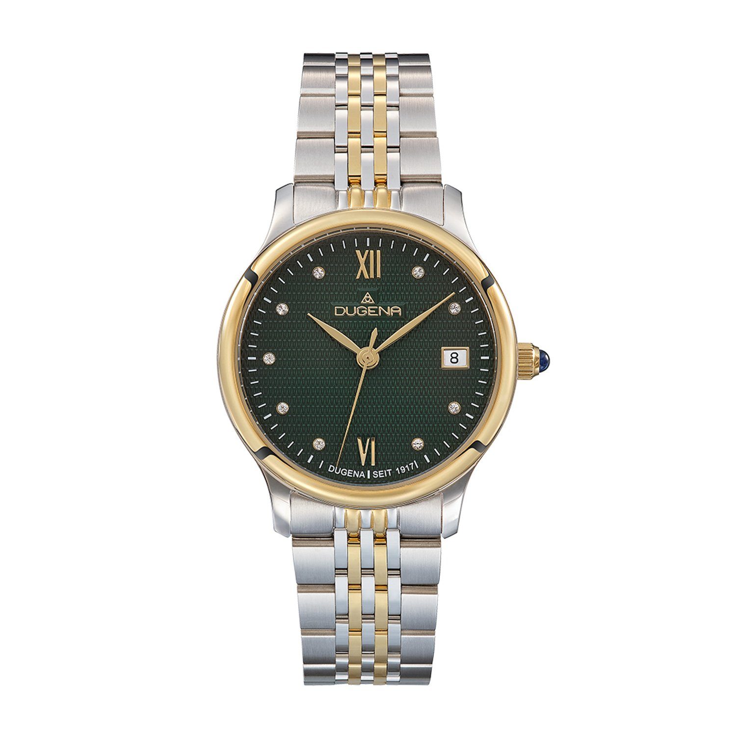 Dugena Quarzuhr Damenuhr 4461083 Florenz, Quarz, grünes Zifferblatt, Edelstahl, Saphirglas