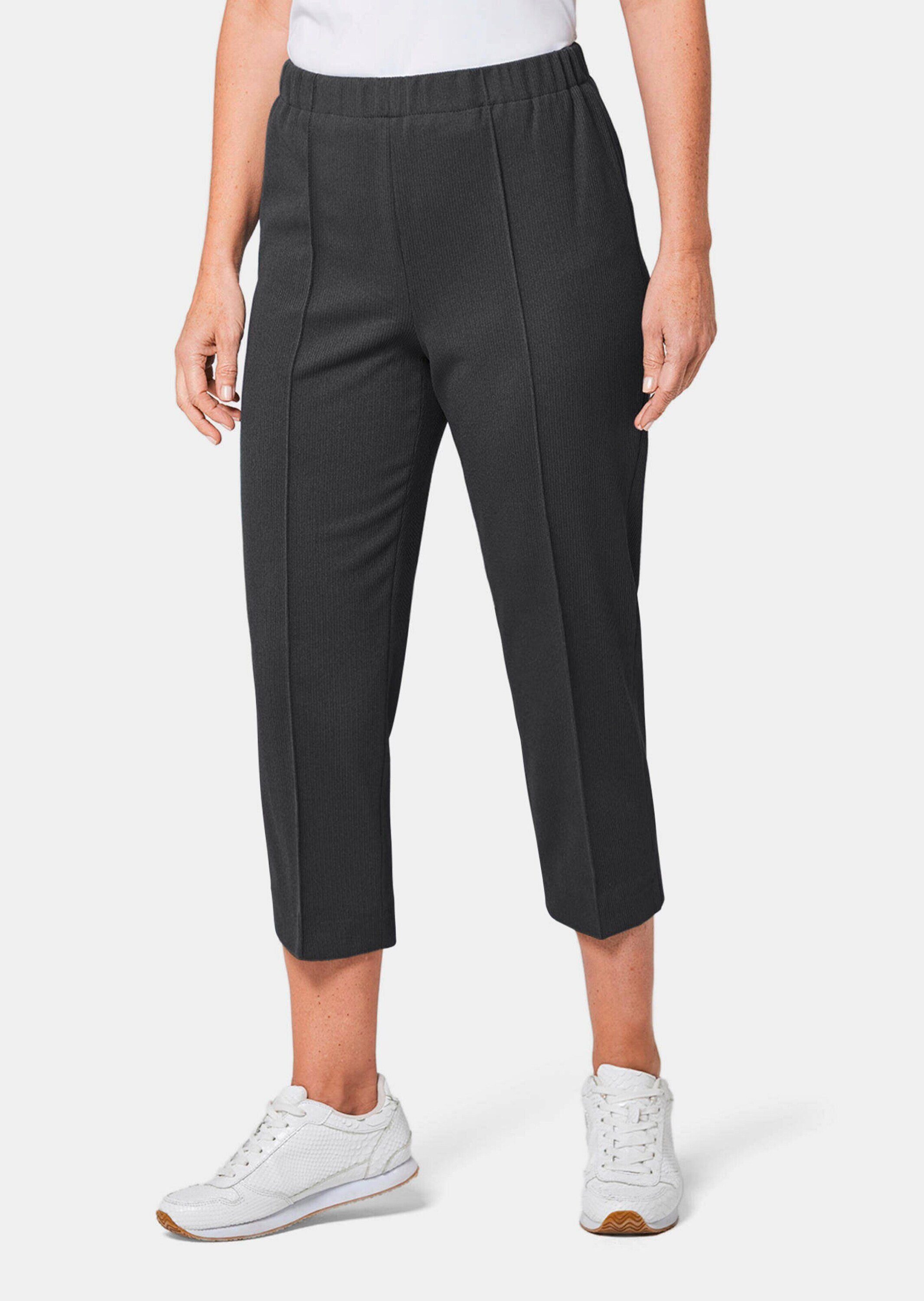 GOLDNER Caprihose Kurzgröße: Sportive 7/8-Hose mit Biesen Stoffhose mit Schlupfbund, Biesen und Wadenlang