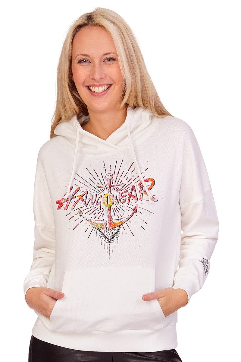 Rundhalspullover Hoodie Damen - LOGO MANDALA - ecru