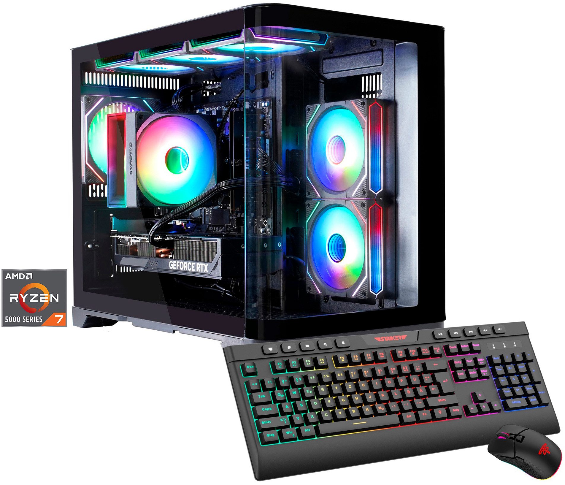 GAMEMAX HYPE-M BK 8224 Gaming-PC (AMD Ryzen 7 5700X, GeForce RTX 5060 Ti, 32 GB RAM, 1000 GB SSD, Luftkühlung)