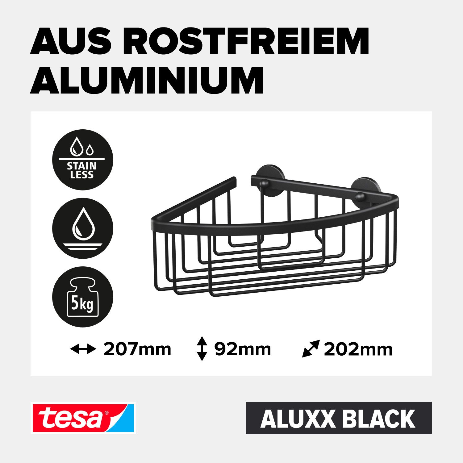 tesa Duschablage ALUXX BLACK Eck-Duschablage, einstöckig, günstig online kaufen