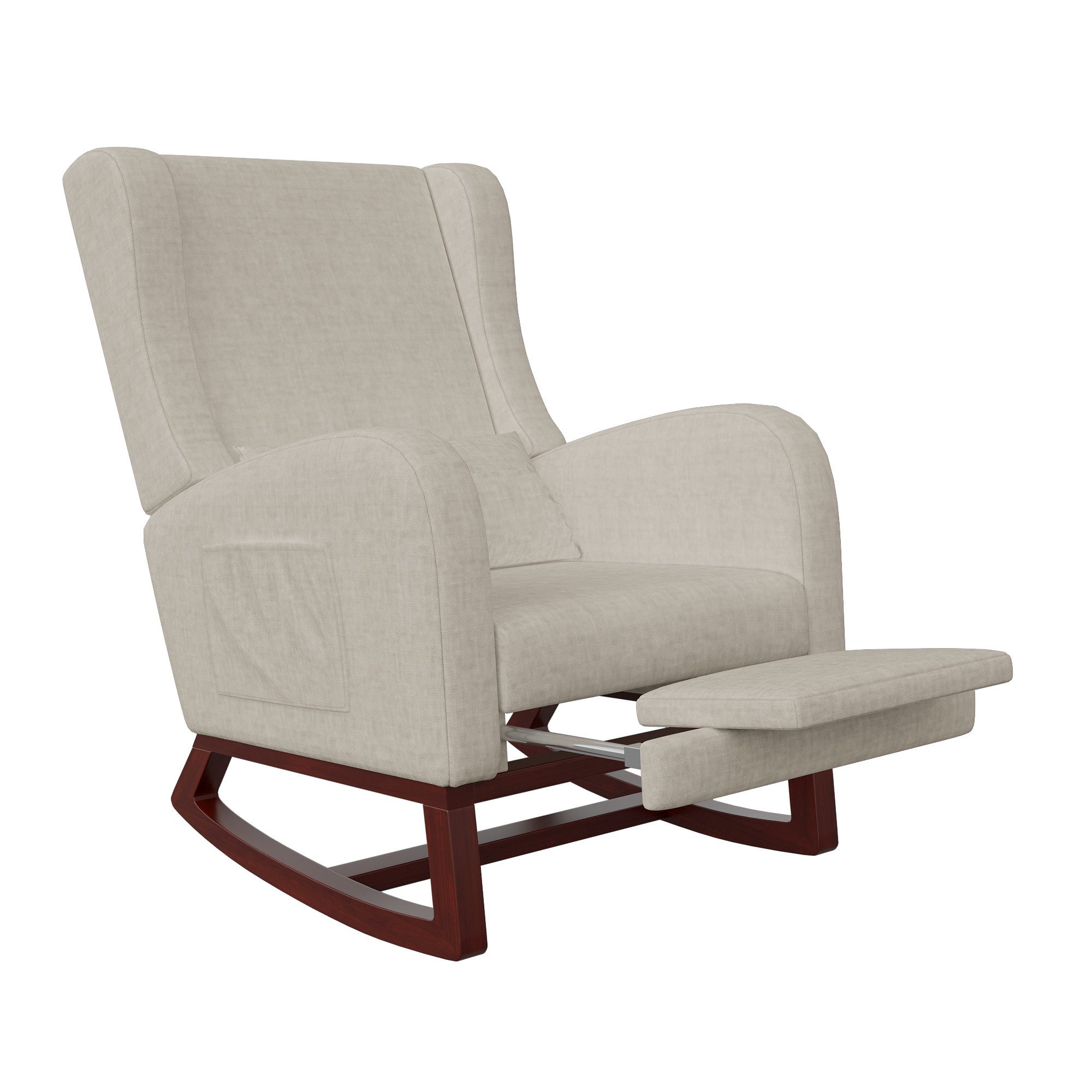 PXloue Schaukelstuhl Stillsessel Relaxsessel Loungesessel, mit Holzsockel Fußstütze Verdicken,Leinen,67 x 64 x 99 cm