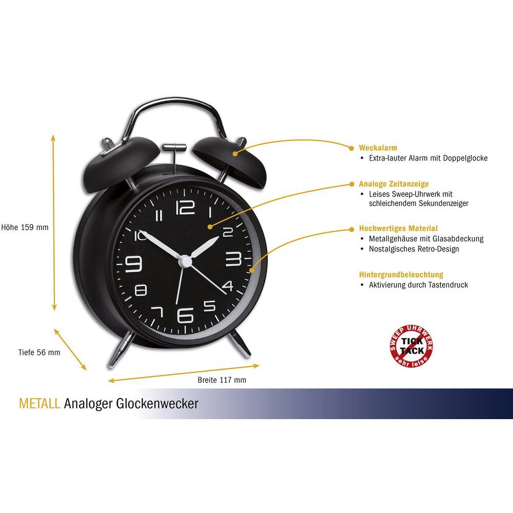 TFA Dostmann Wecker TFA Dostmann 60.1025 Mechanisch Wecker Schwarz Alarmzeiten 1