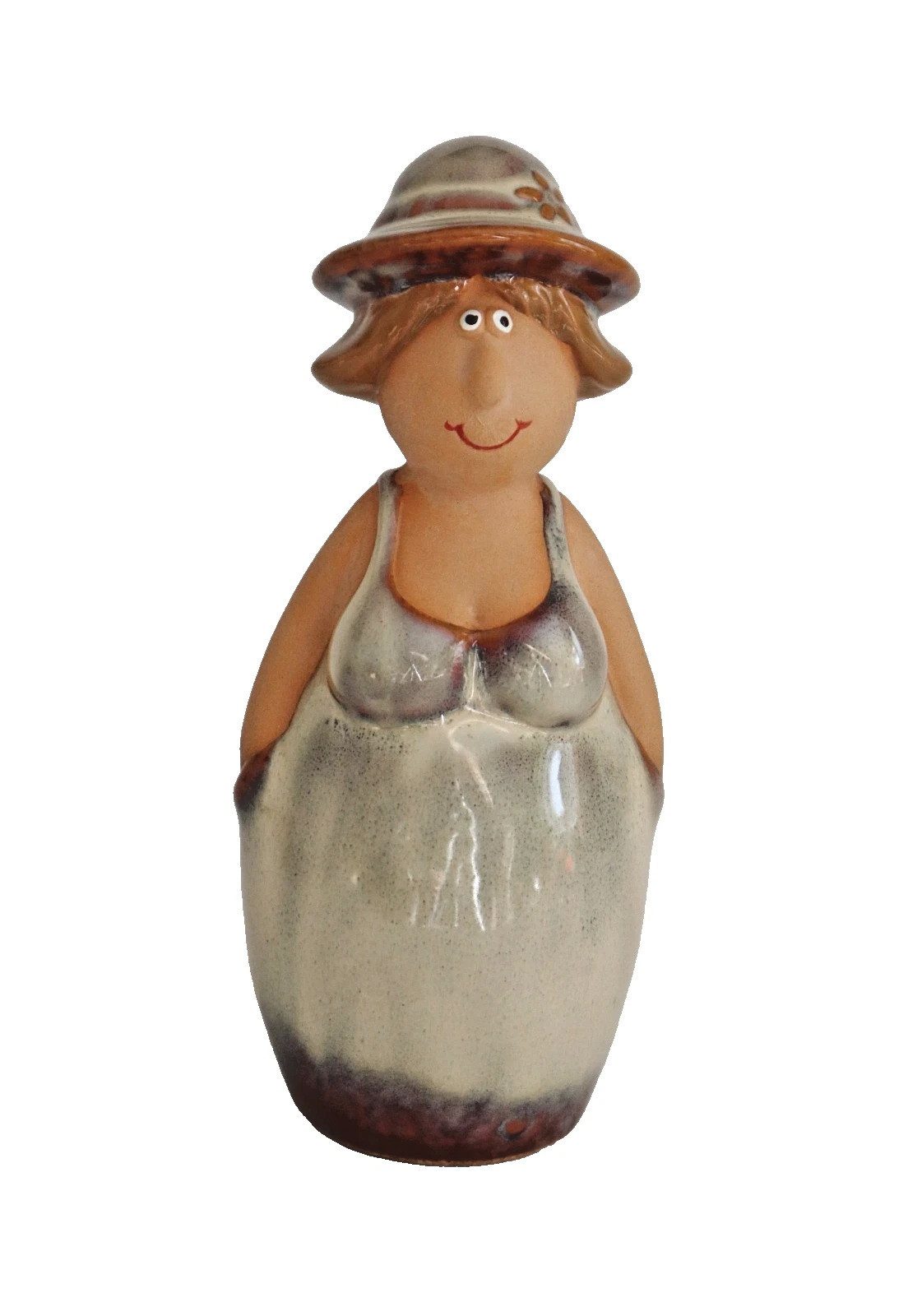Kaufhaus le petit Dekofigur Gartenstecker Zaunhocker Frau Oma Keramik Deko Skulptur Figur Objekt, Garten Zaunsitzer Zaunfigur Dekoskulptur Dekoobjekt