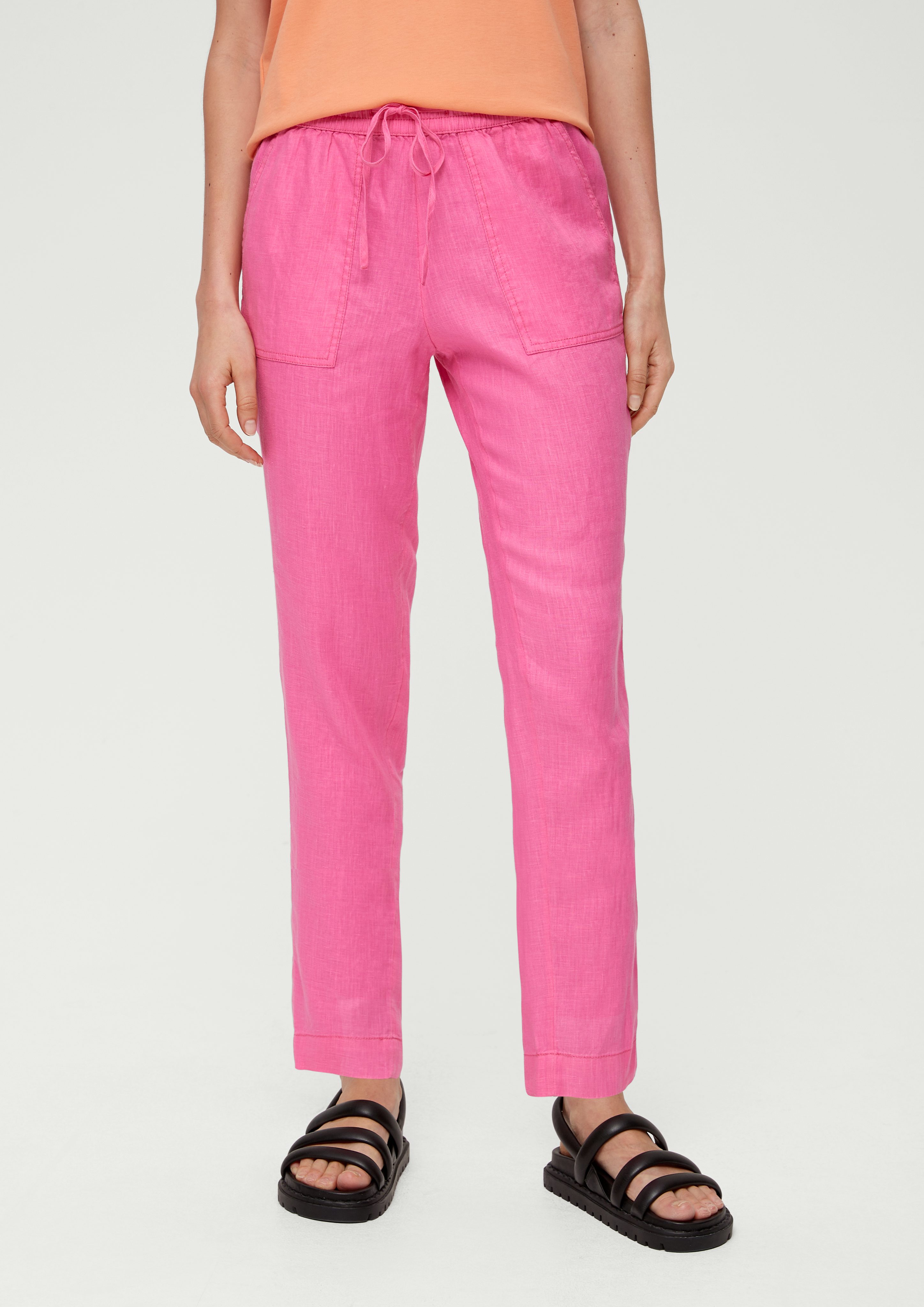 s.Oliver 7/8-Hose Relaxed: Jogpants aus Leinen pink