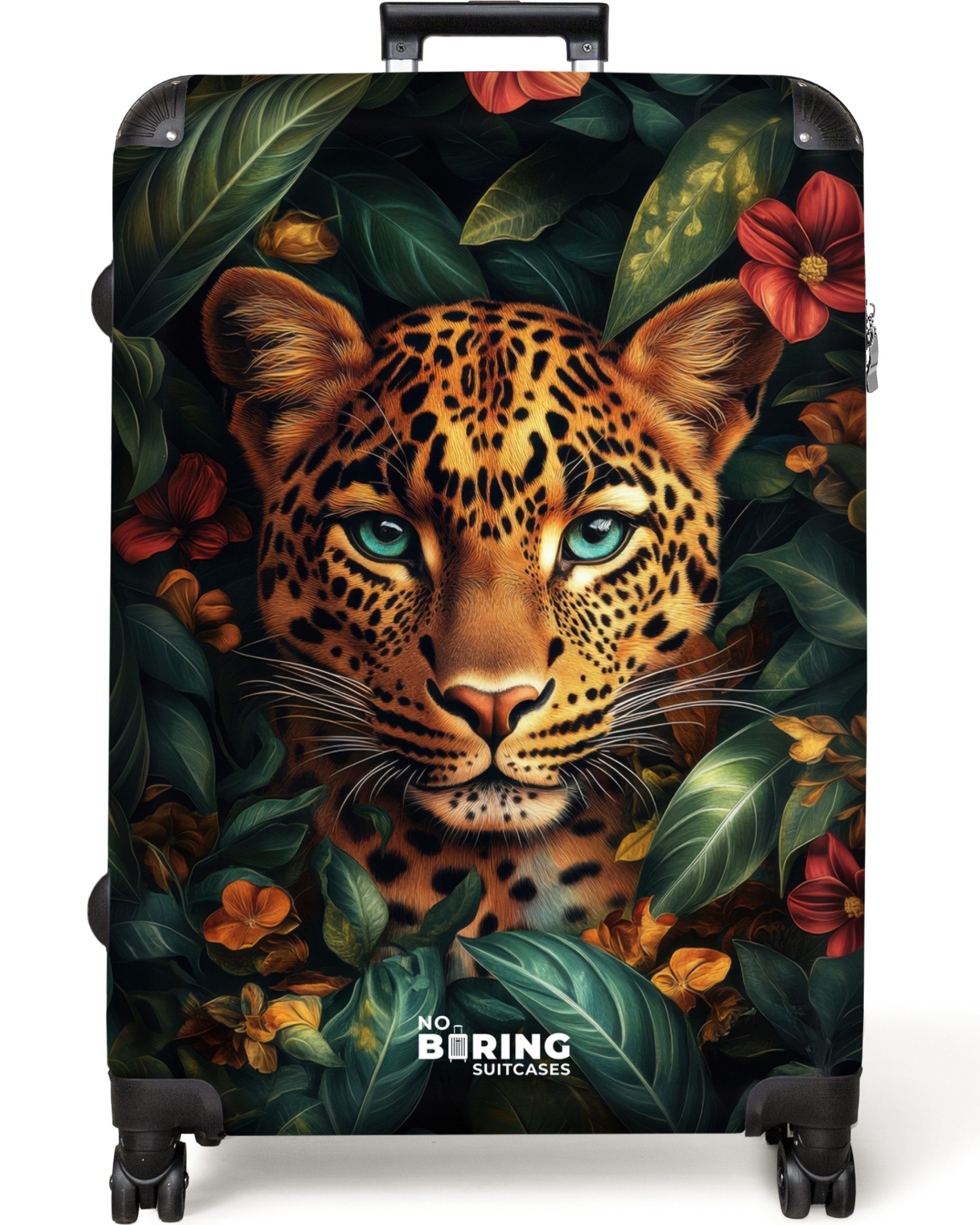 NoBoringSuitcases.com© Hartschalen-Trolley Leopard zwischen tropischen Blum günstig online kaufen