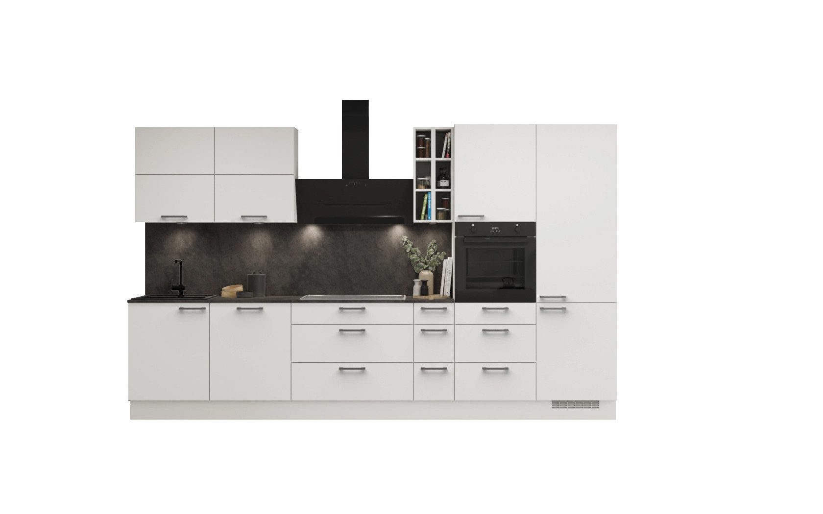 nobilia® Küchenzeile Langeland, individuell anpassbar, gratis Küchenplanung mit Profis, (360 Breite), vormontiert, wahlw. mit E-Geräten, inkl. Lieferung